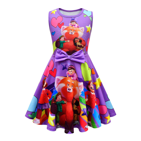 Turning Red Girls Princess Dress Sleeveless Crew Neck Dress Purple 140cm