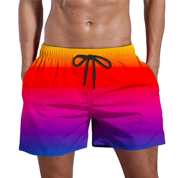 Men Gradient Beach Shorts Snabbtorka Swim Trunk Byxor B 2XL