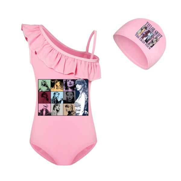 Barn Flickor Taylor Swift Simdräkt One Piece Badkläder Beach Surf Suit Pink 150cm