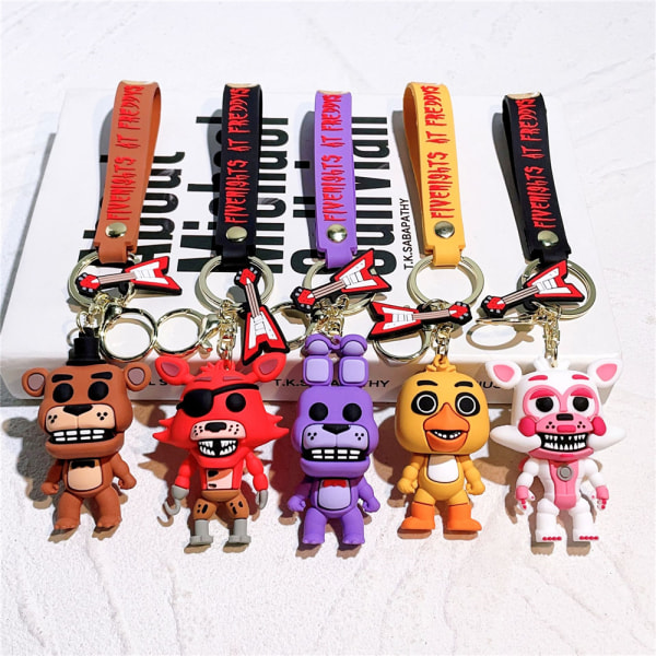 FNAF Five Nights At Freddy's Keyring Pendant Söt docka Figur Nyckelring Väska Dekor E