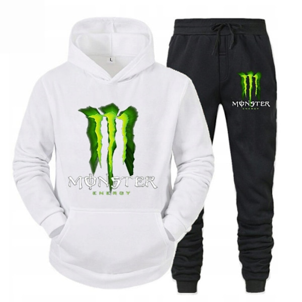 Miesten verryttelypuku rento lenkkeilypuku hupparit housut lenkkeilyhousut 2 kpl setti asu White XL
