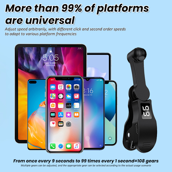 Automatisk Skärmklickare, Snabb Klick Cell Phone Screen Tapper, Simulerad Fingerklick USB Simulator för Spel, Shopping, Gilla och Live Sändning Black
