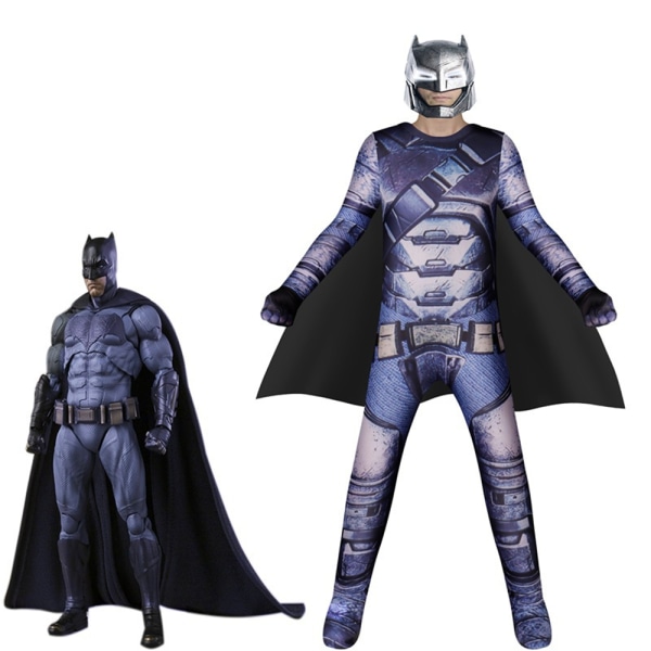 Barn Superhjälte Batman Jumpsuit Halloween Cosplay kostym 130CM