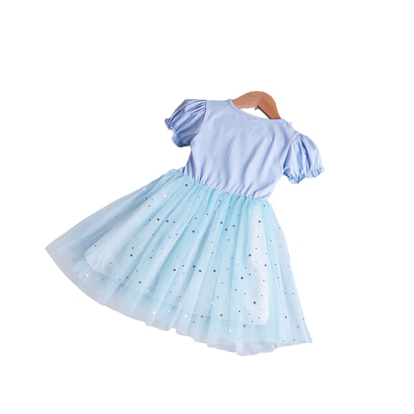 Tjejklänning Tecknad Frozen Elsa Anna Princess Bowknot Tutu Dress Blue 6-7 Years