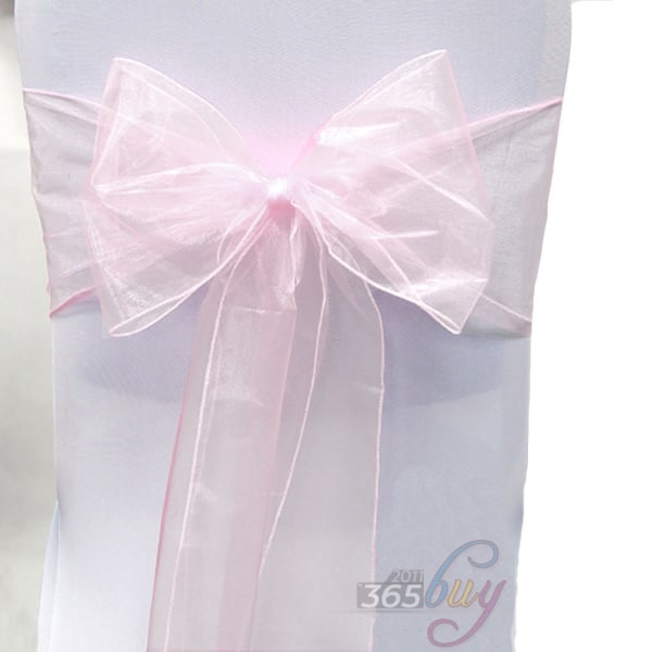 50 st Organza cover rosett Sash Bröllopsfest Dekor Light Pink 50 PCS