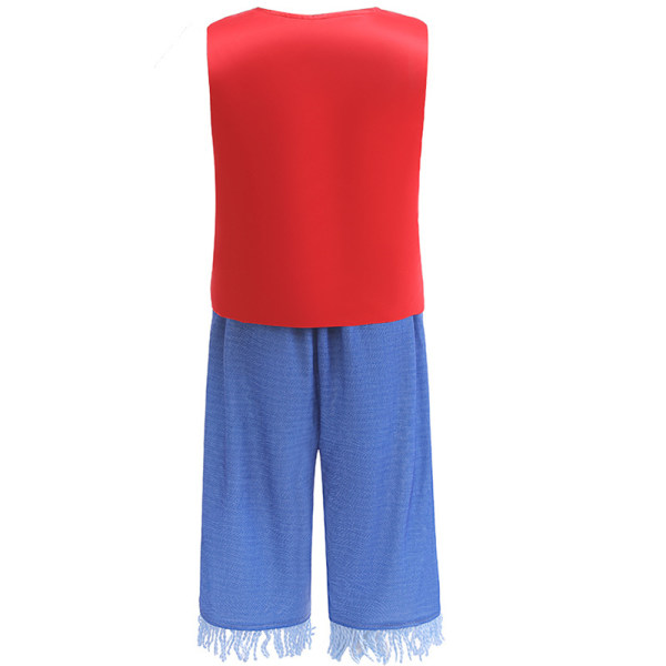 One Piece Monkey D Luffy Kids Cosplay Kostym Röda västbyxor 120cm