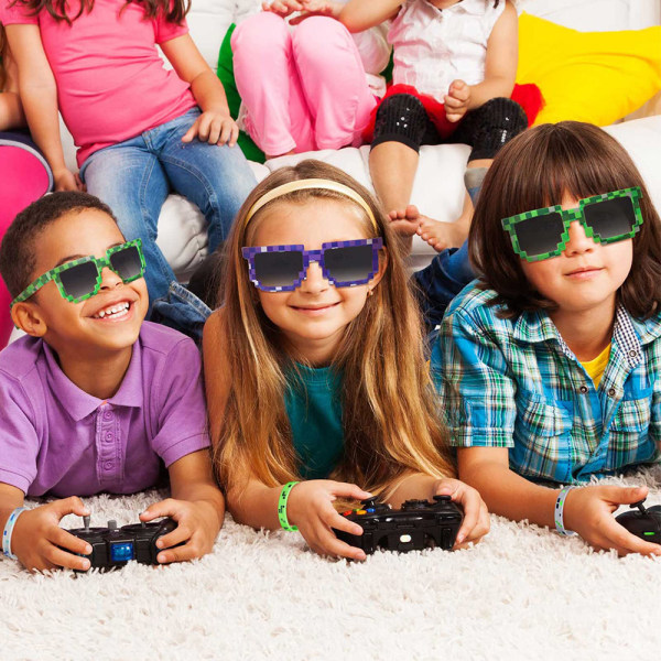 Minecraft Pixel Solglasögon Födelsedagsfest för barn Green