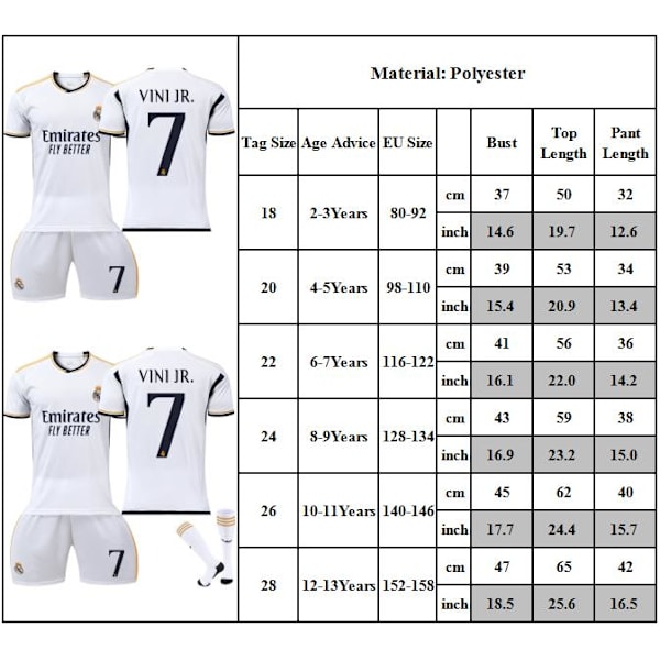 Fotbollströja Set Barn Fotbollskläder Match Träningsdräkt T-shirt + Shorts + Strumpor Set 28