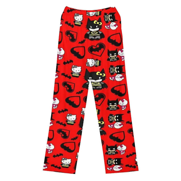 Dam Flanellsovbyxor med Cartoon-Motiv - Mysiga Jul- och Nyårs-Pyjamasbyxor - Vintersemester Anime-Pyjamas med Heltryck och Foder - Loungebyxor D 2XL