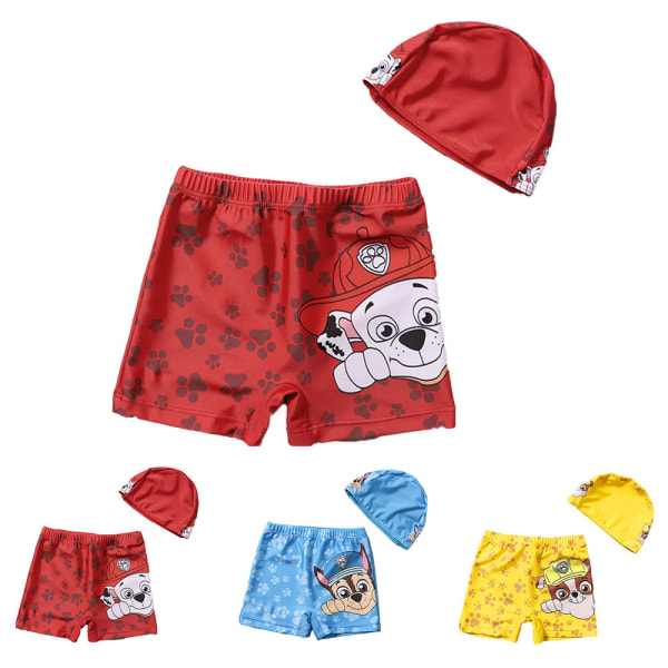 Barn Pojkar Paw Patrol badshorts Beach badbyxor med cap Baddräkt Red L