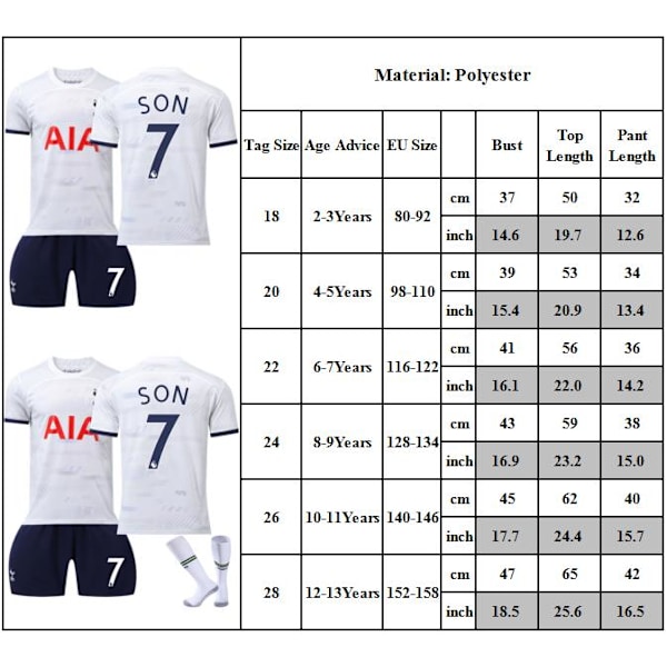 Fotbollströja Set Barn Fotbollskläder Match Träningsdräkt T-shirt + Shorts + Strumpor Set 28