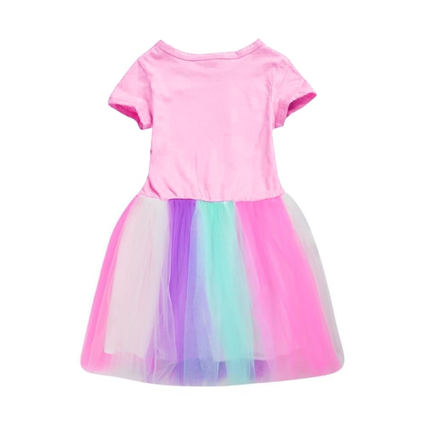 Blueys Printed Kids Girls Dress Casual Princess Party Rainbow Kjol Tutu Klänningar Pink 120cm