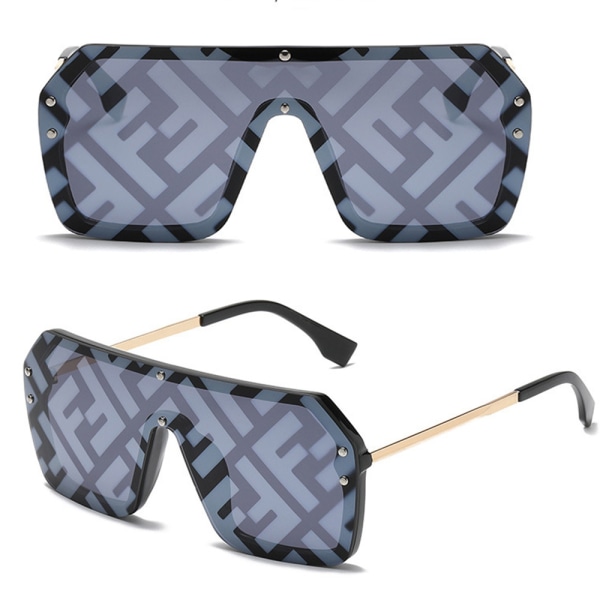 Stor Ram F Letter Solglasögon Vattenstämpel Lens för män Kvinnor Modeglasögon