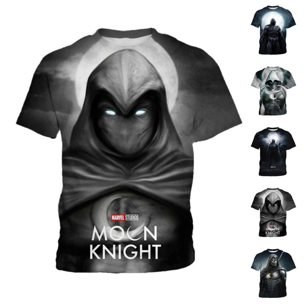 Barn Pojkar kortärmad T-shirt Tecknad Moonlight Knight kostym E 130cm
