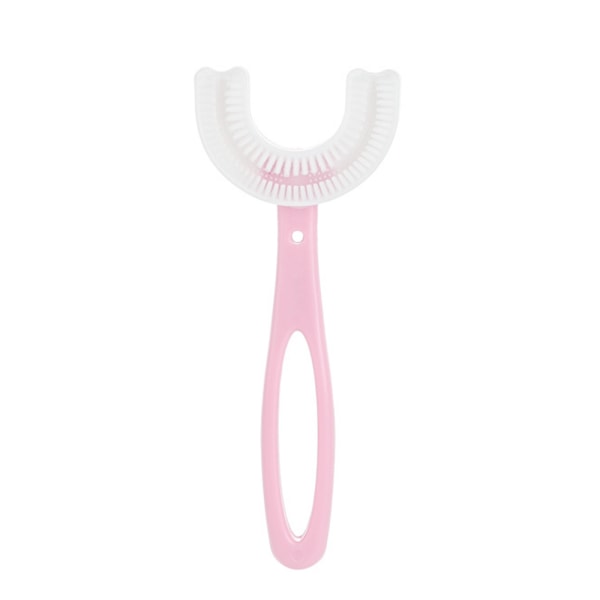 U-formad tandborste för barn, mjuk silikonborsthuvudtandborste Pink 6-12Y