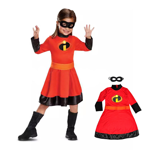 Halloween The Incredibles Cosplay Kostym Set Barn Flickor Bok Vecka Festkläder L