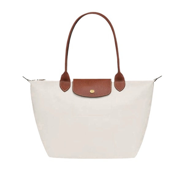 Ny Longchamp Le Pliage Tote Resväska Axelväska Nylon Handväska Stor & Liten White L