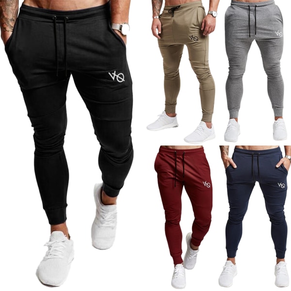 Herrlöparspårkostym Joggingbyxor Byxor Joggers Fitness Sports Sweat Pants Khaki M