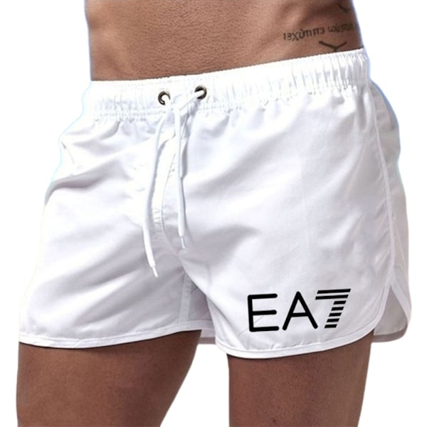 Män Sommar Badshorts Simshorts Badkläder Strand Surfing Sport Jogger Jogging Kort Byxor White L