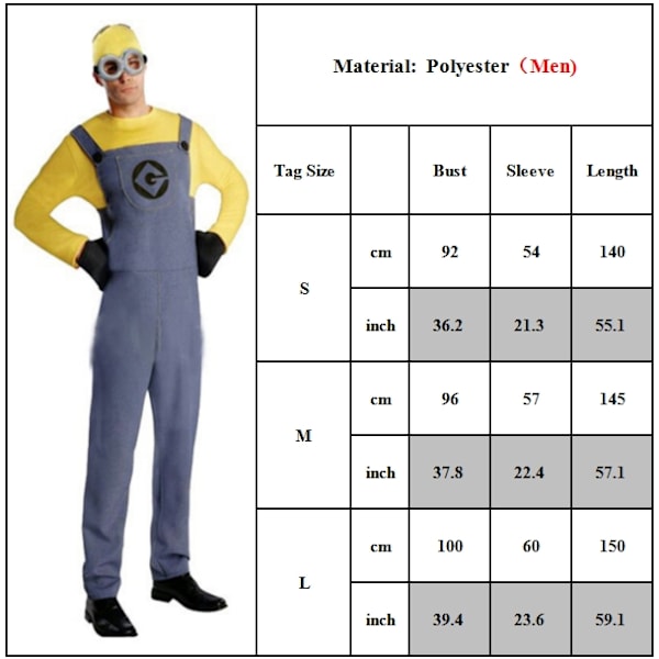 Halloween Minions Vuxen Kevin Jumpsuit Kostym Barn Minion Outfit Mens L