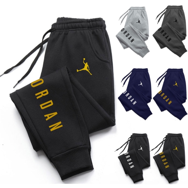 Mäns Casual Sweatpants med Fickor Lättvikts Träningsbyxor Löpning Träning Sportbyxor Black Yellow L