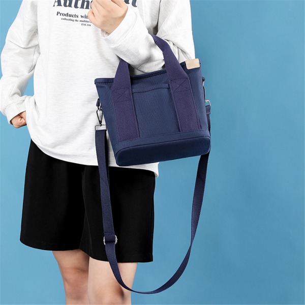 Kvinnor Canvas Crossbody-väska Liten minihandväska med dragkedja Dark Blue