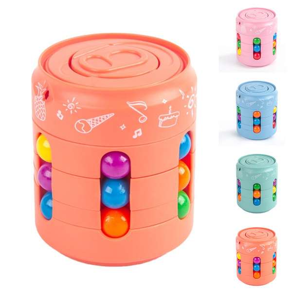 Barnburkar Magic Bean Cube Stress Reliever Roterande Fidget Toy Orange