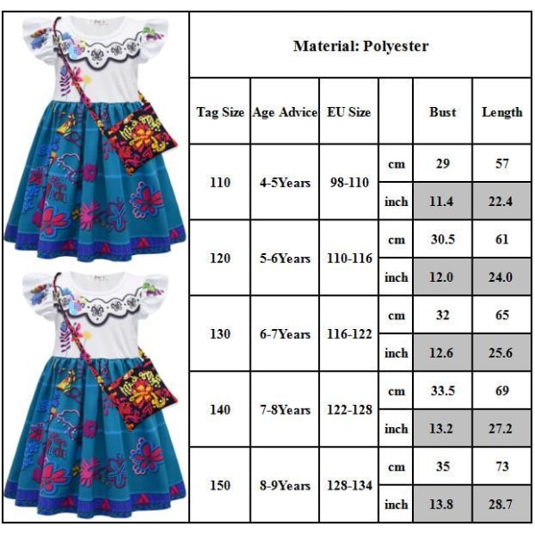Kids Encanto Costume Mirabel Madrigal Dress Cosplay Dress 8-9Years