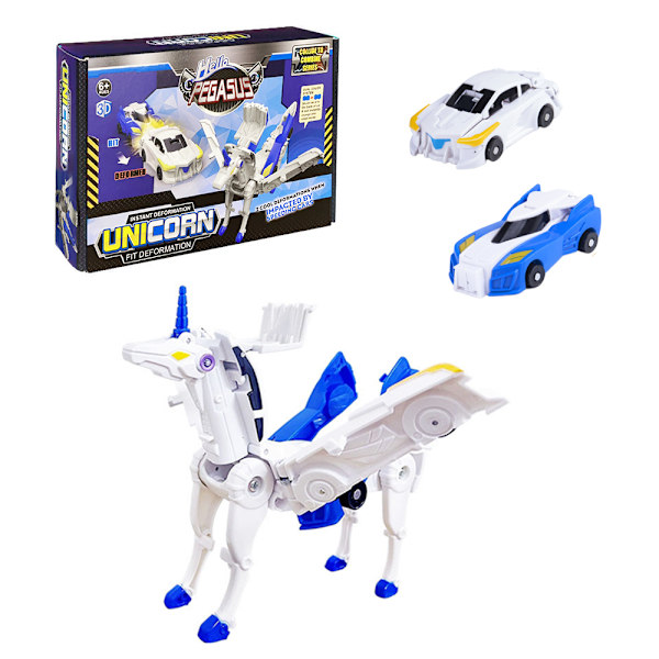 Unicorn Deformation Transformers Robot Køretøjer Bil Action Figurer Pige Legetøj Blue