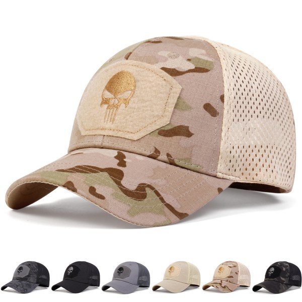 Skalle Basebollkeps Snapback Sport Utomhus Mesh Net Trucker Camo Army Hat Rock C