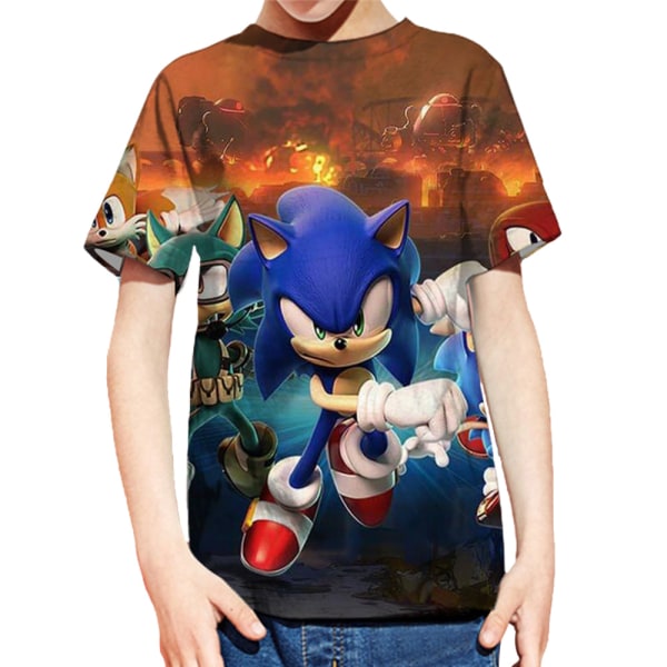 Barn Pojkar Kortärmad T-shirt Sonic The Hedge Tops Kostym B 110cm