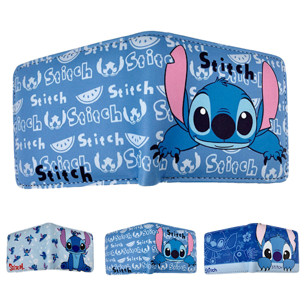 Lilo och Stitch tryckt barn pojkar flickor myntbörs tecknad PU plånbok kort bi-fold ID-kortshållare myntbörs barn present A