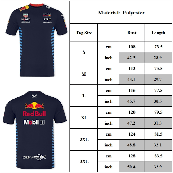 Herrarnas Red Bull Racing Kortärmad T-shirt Toppar 2024, Marinblå L