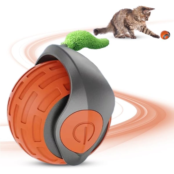 Speedy Tail Kattleksak Två Hastigheter Smart Automatisk Rörlig Interaktiv Kattleksaksboll Orange