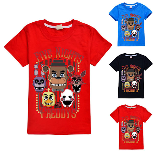 Barn FNAF Five Nights at Freddy's T-shirt Toppar Pojkar Flickor Kortärmad Unisex Black 140cm