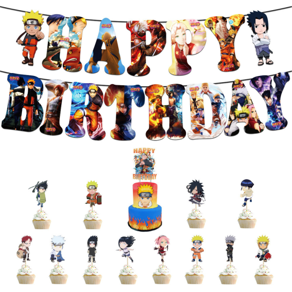 Naruto tema födelsedag ballonger Banner tårta Kit Party dekoration