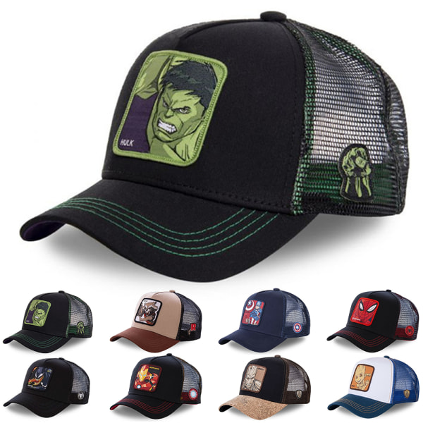 Avenger Hero Trucker Mesh Basebollkeps för Män Hip Hop Andningsbar Snapback Cap E