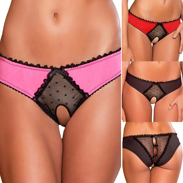 Damtrosa Öppna trosor Trosor G-string String Underkläder Rose Red 2XL