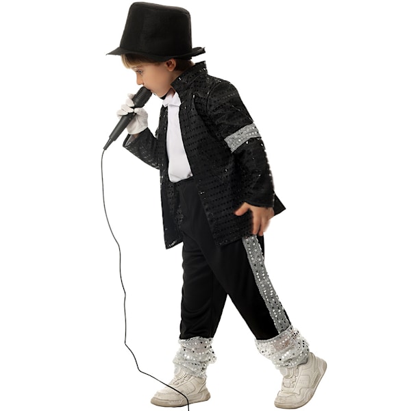 Michael Jackson Halloween Fest Fancy Dress Cosplay Kostym Barn Pojkar Flickor Performance Outfits Set L