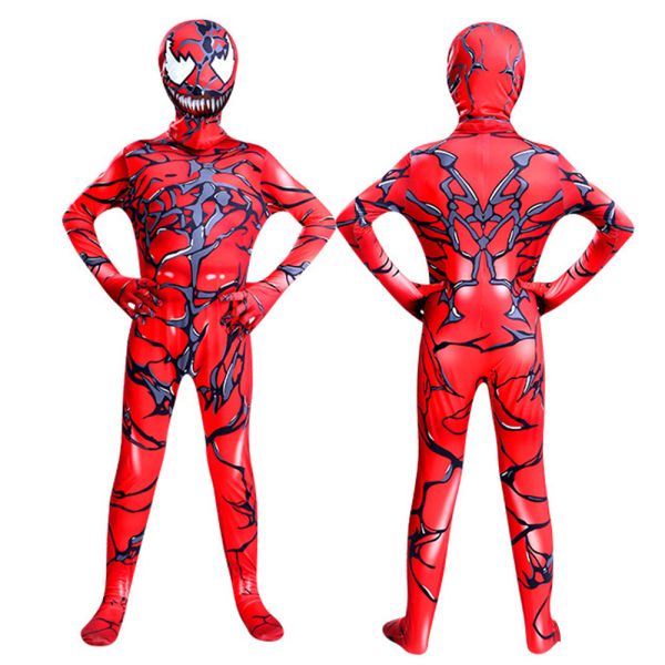 Barn Röd Venom Jumpsuit kostym Halloween Cosplay Superhjälte 150cm
