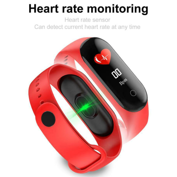 M4 Sports Smart Band Blodtryck Bluetooth Health Wirstband red