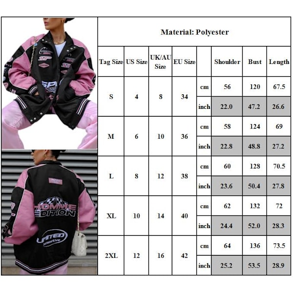 Fashion Vuxna Herr Dam Biker Coat Streetwear Broderi Racing Jacka Toppar Vintage Brev Grafisk Racer Jackor M