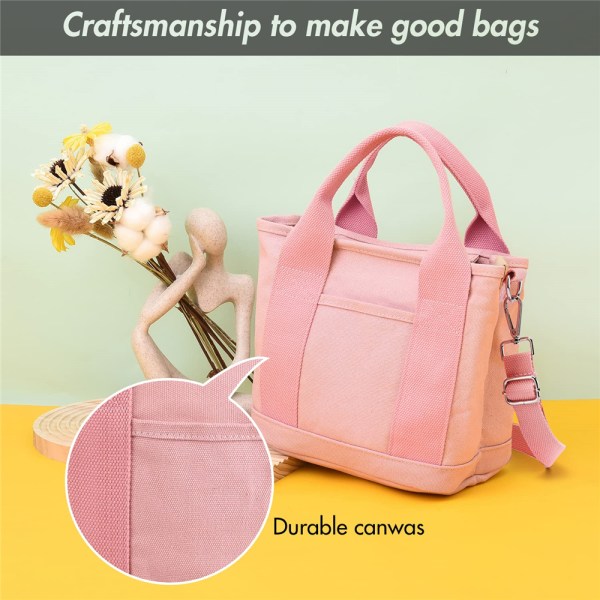 Kvinnor Canvas Crossbody-väska Liten minihandväska med dragkedja Pink