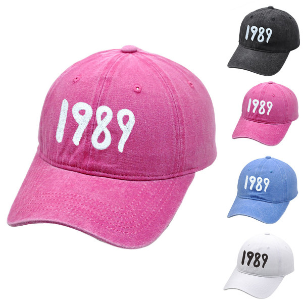 Broderi 1989 Baseball Cap Damer Outdoor Trucker Solhatt Justerbar Rose red