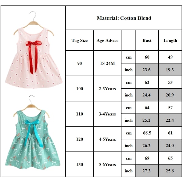 Sommar Barn Flickor Ärmlös Kort Mini Klänning Blommig Solklänning med Rosett bak C 110cm