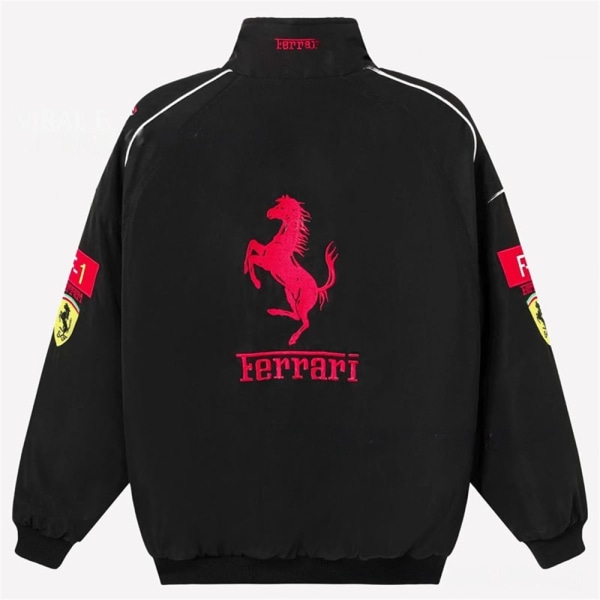 Ferrari Racing Jacka Vintage Stil F1 Ferrari Jacka Unisex Varma Black S