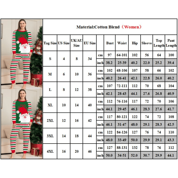 Jultomtefamilj Matchande julpyjamas Vuxen Kid Xmas Nattkläder Mom 2XL