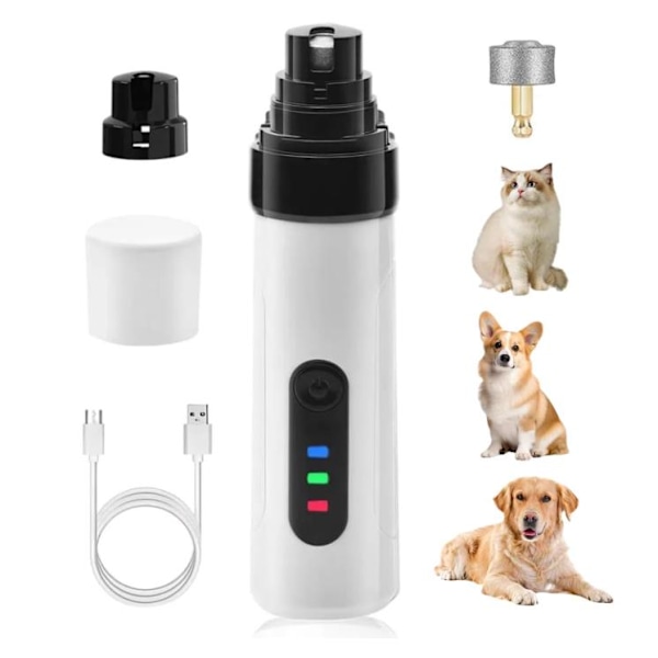 Elektrisk nagelfil för husdjur, hund, katt, klo, tass, nagelvård, slipmaskin, trimmer, utjämningsverktyg