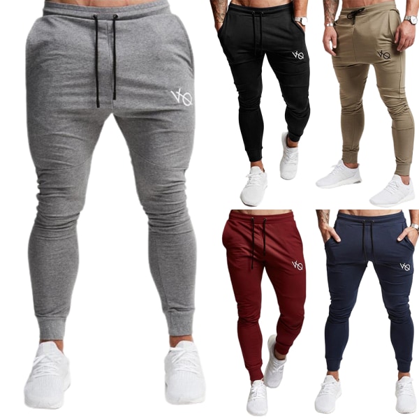 Herrlöparspårkostym Joggingbyxor Byxor Joggers Fitness Sports Sweat Pants Red XL