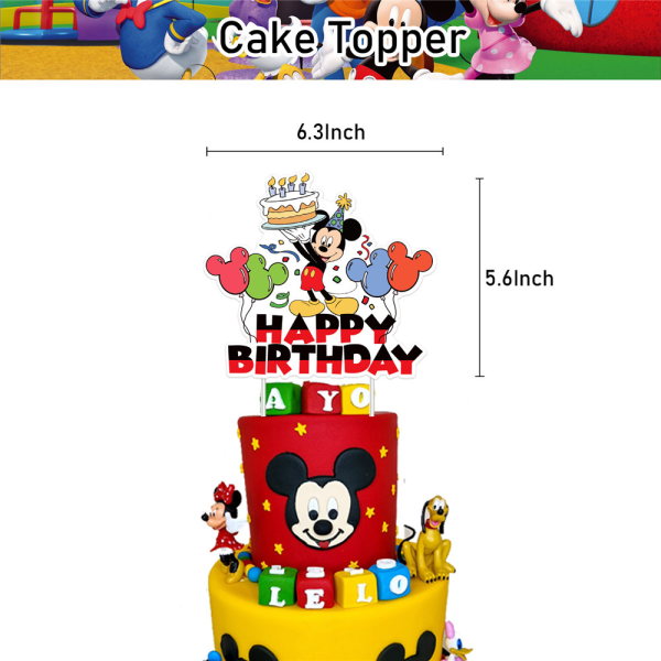 Musse Pigg Grattis på födelsedagen Dekorationer Banner Ballonger Cake Topper för pojkar
